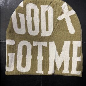 Olive and White Beanie/Skull Cap